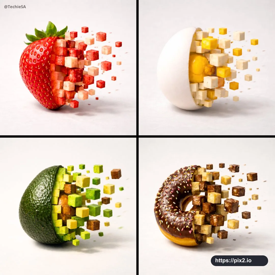 3D Pixelated Food Deconstruction