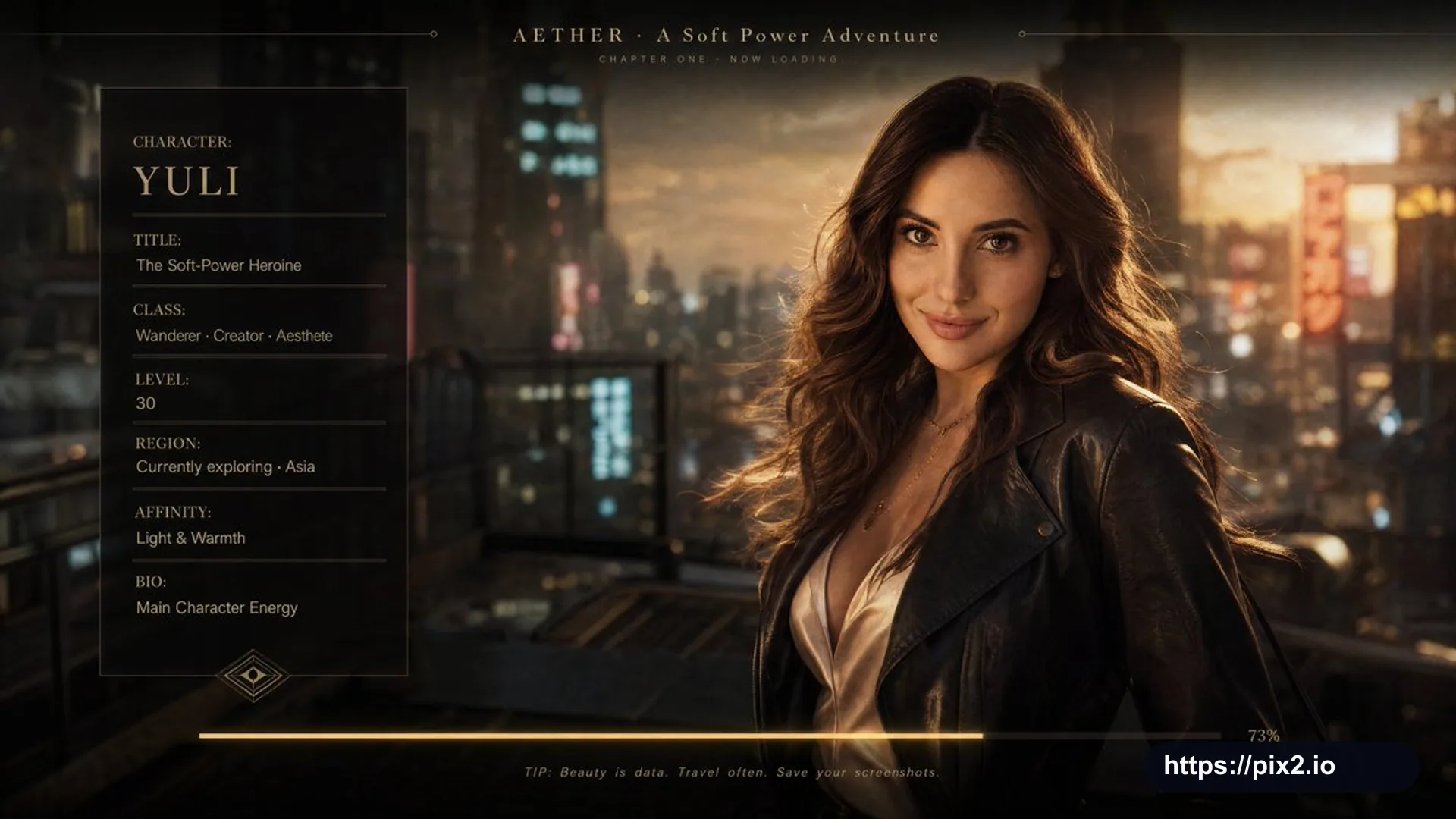 Fictional AAA Game Loading Screen Portrait