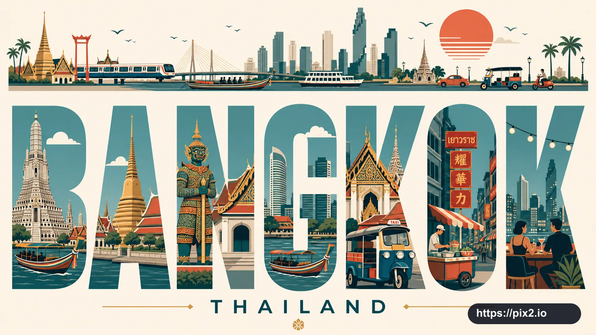 Bangkok Swiss Typography Poster