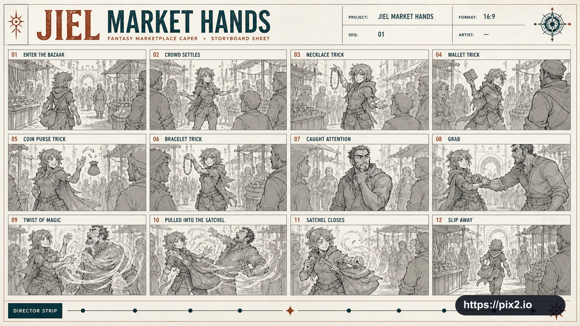 Bazaar Caper Storyboard Card