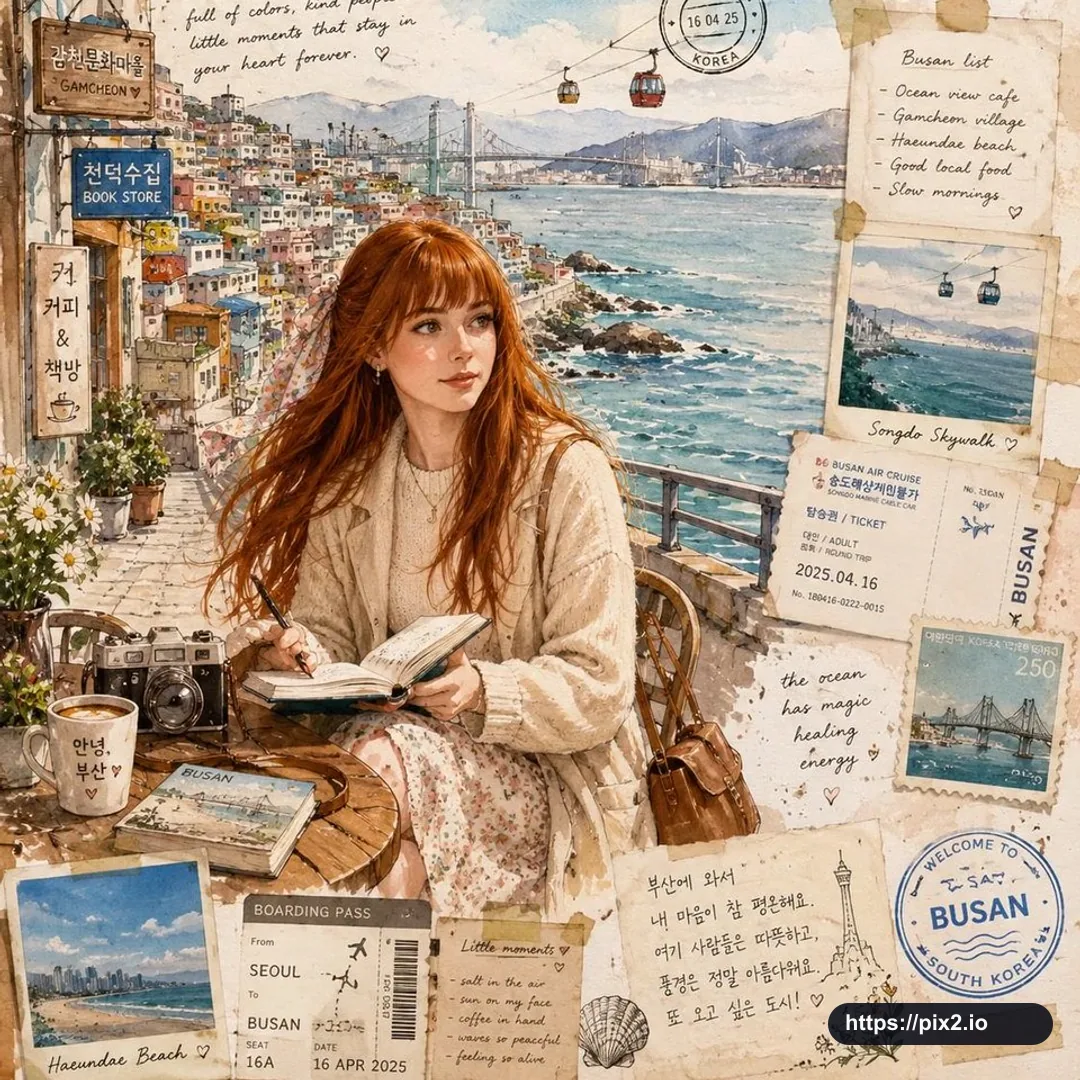 Busan Travel Journal Illustration