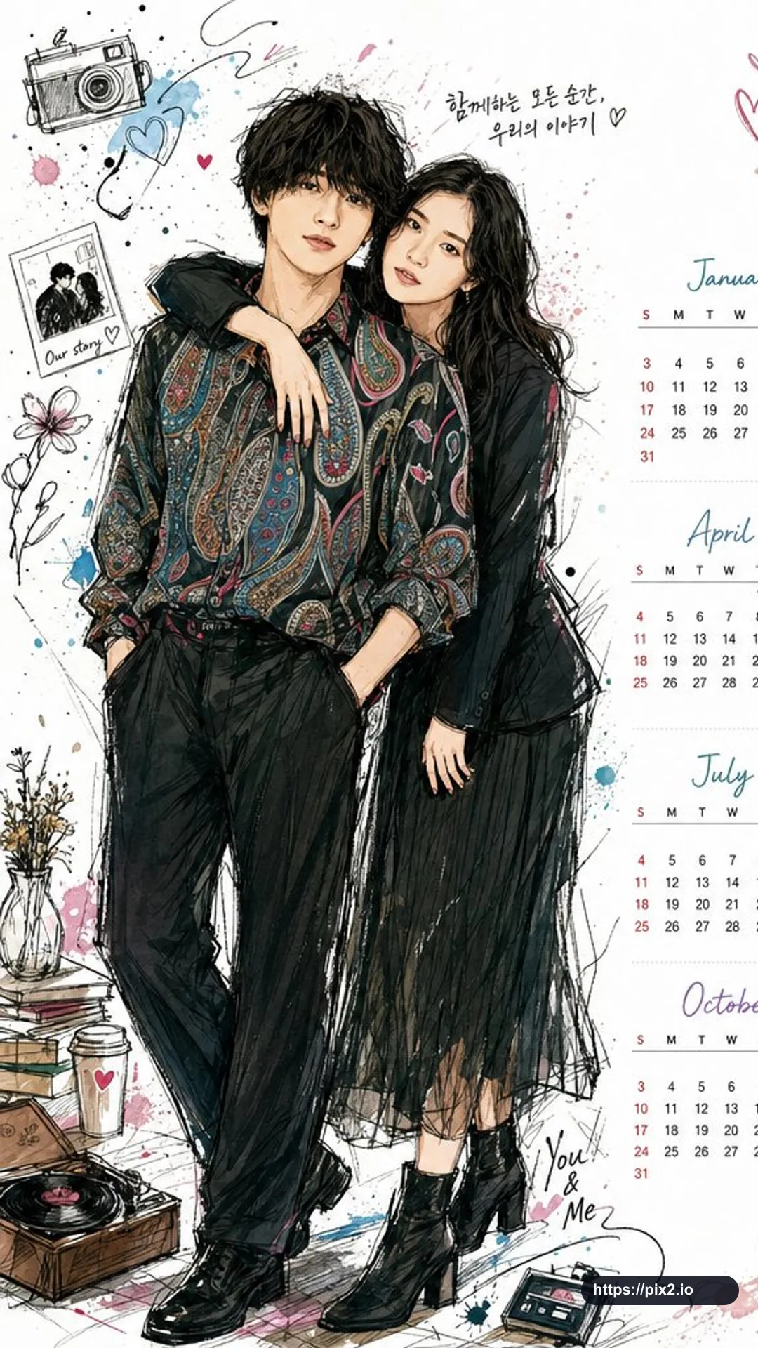 Illustrated 2027 Desktop Calendar