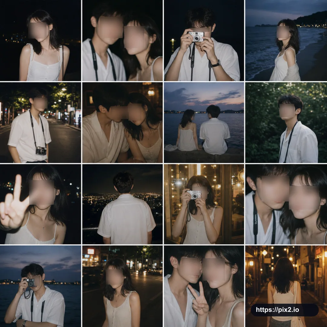 Nostalgic 16-Photo Couple Grid