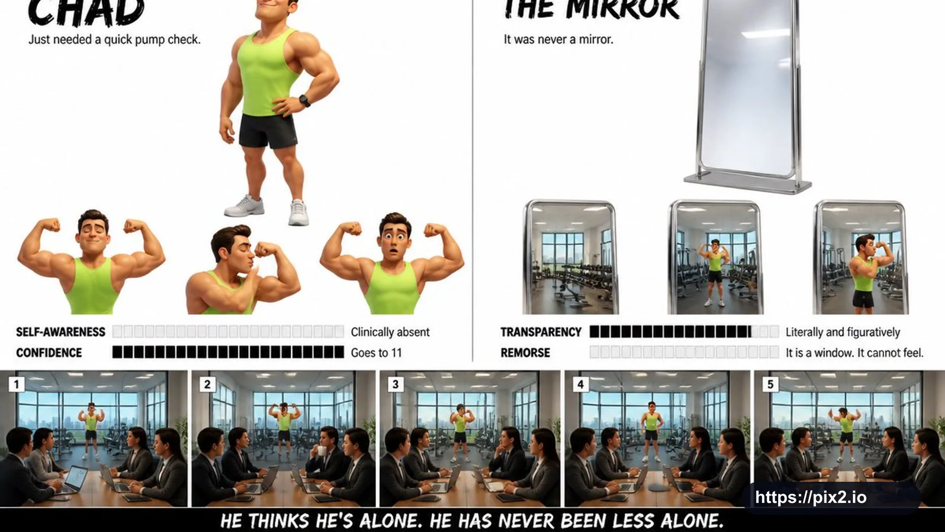 Gym Mirror Character Design Sheet