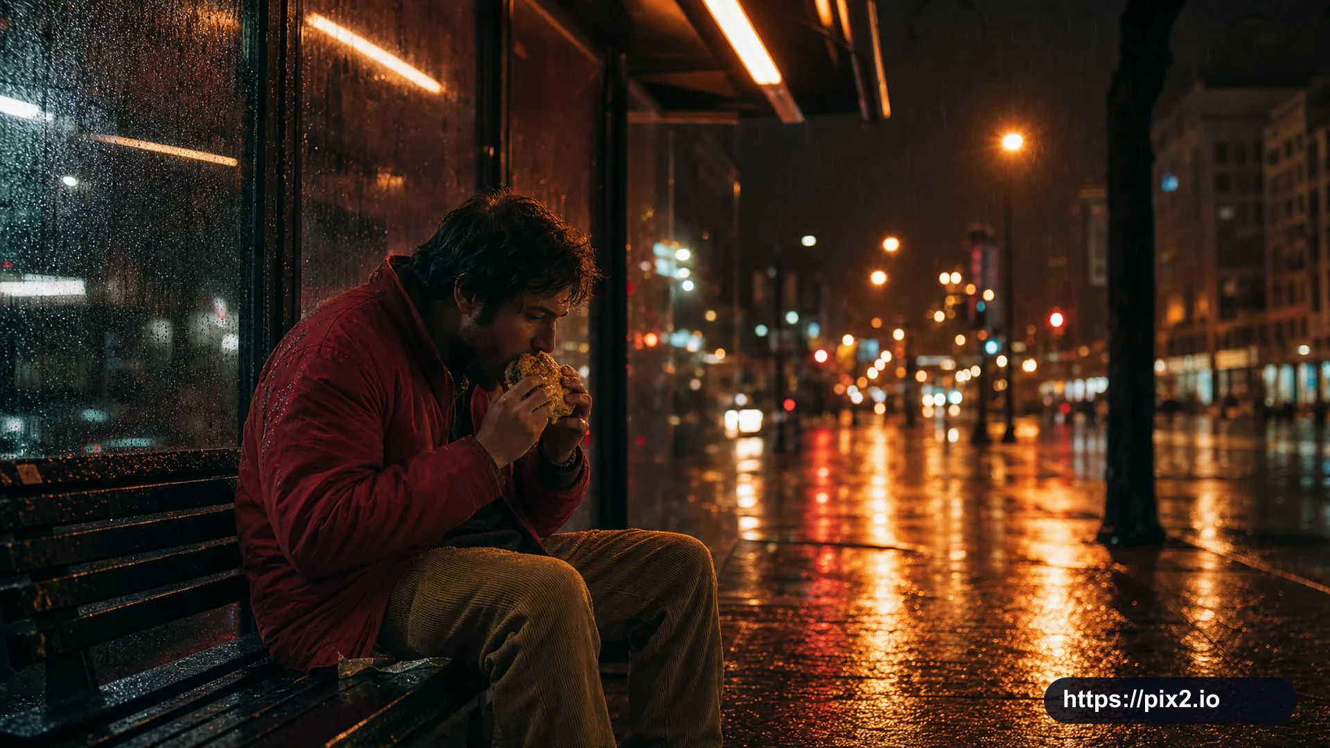 Rainy Bus Stop Portrait