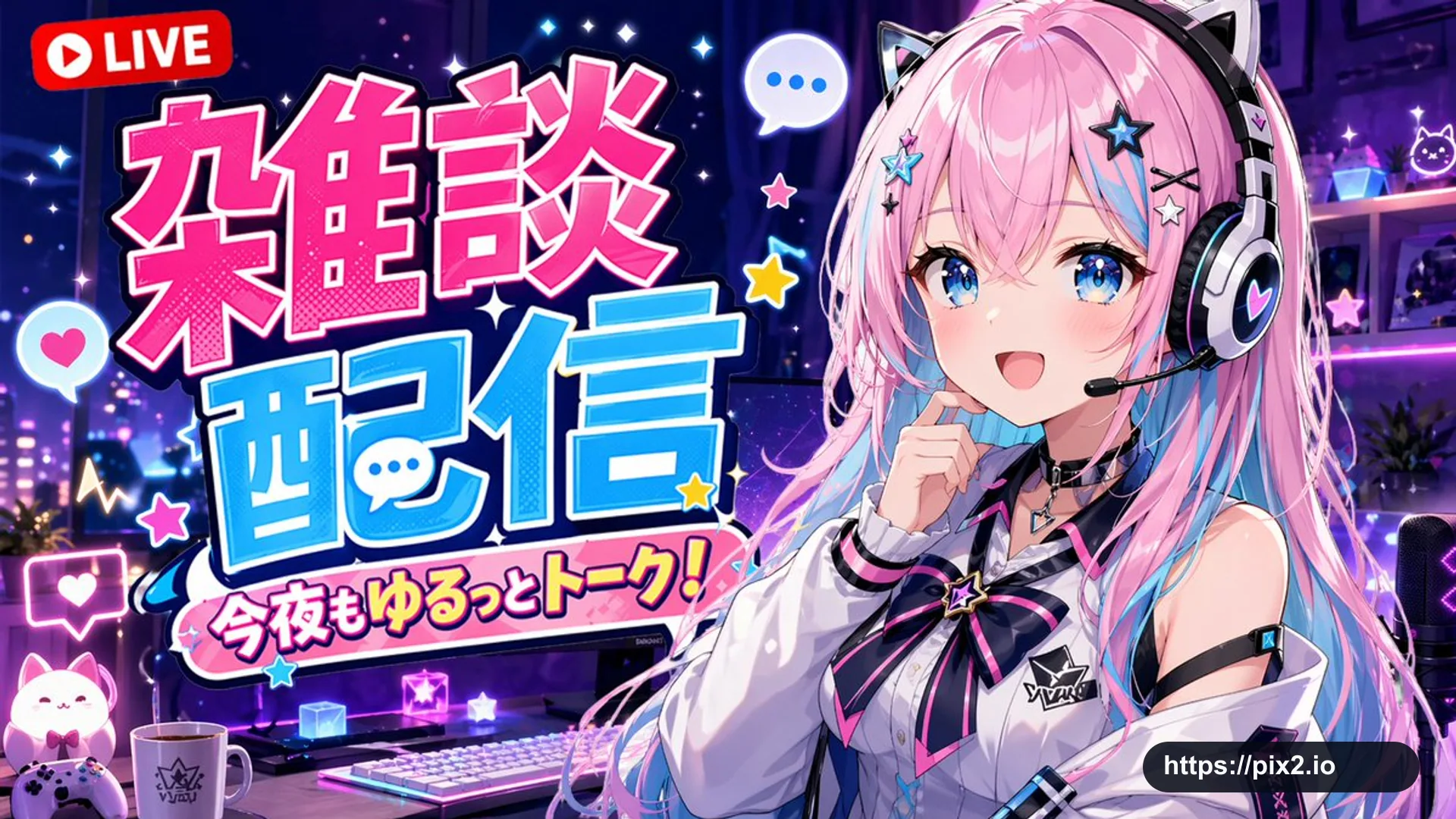 Anime VTuber Stream Thumbnail