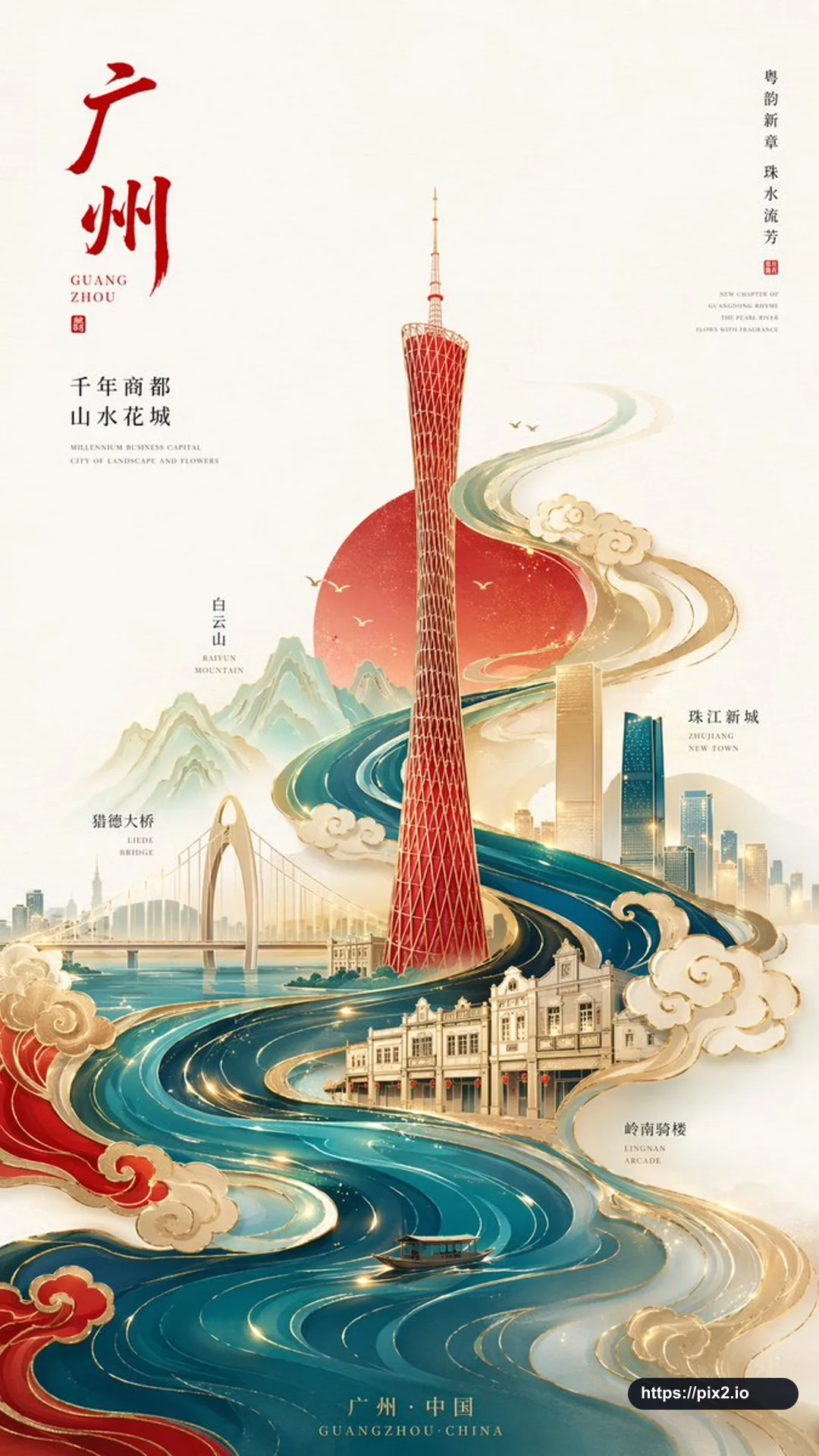 Minimal Guochao Guangzhou Poster