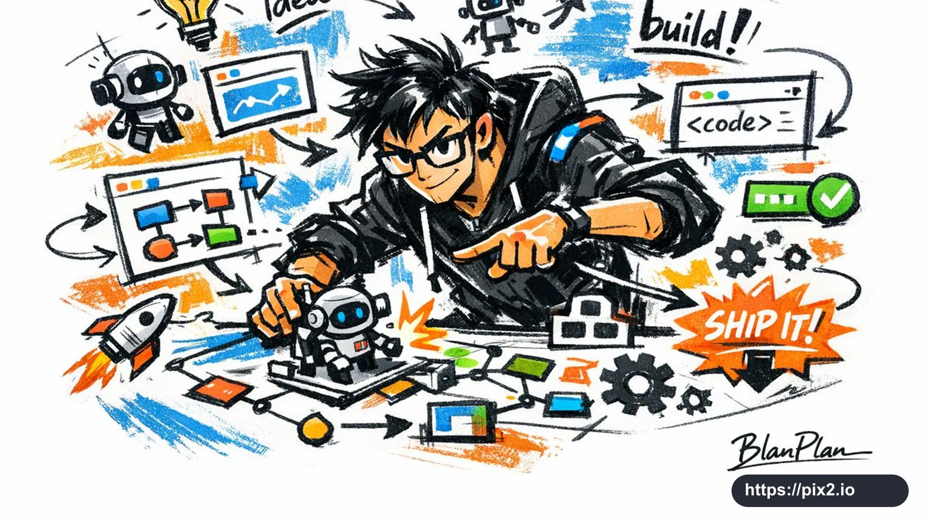 Graffiti Sketch AI Builder Illustration