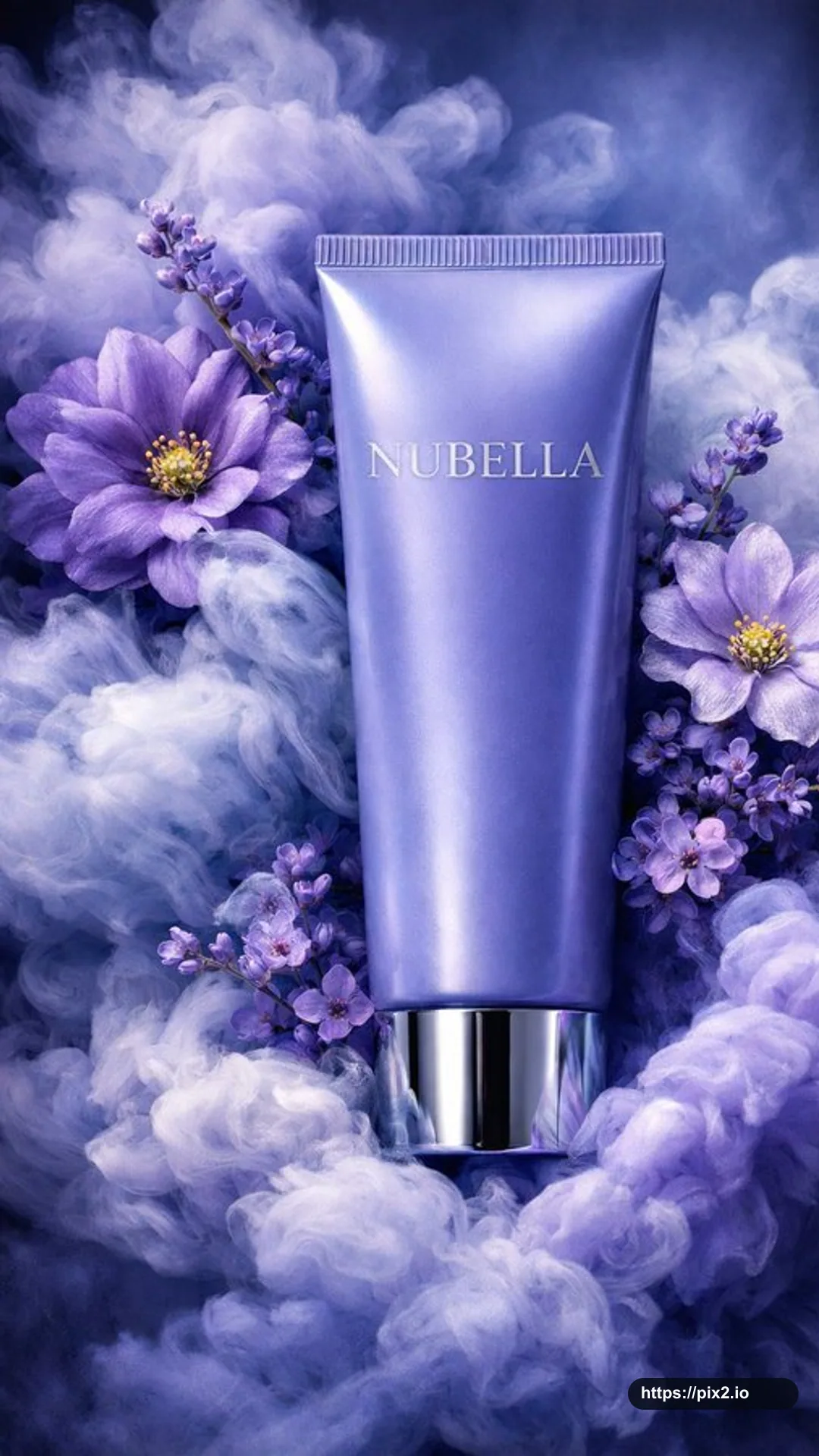 Luxury Blue-Violet Cosmetic Product Photo