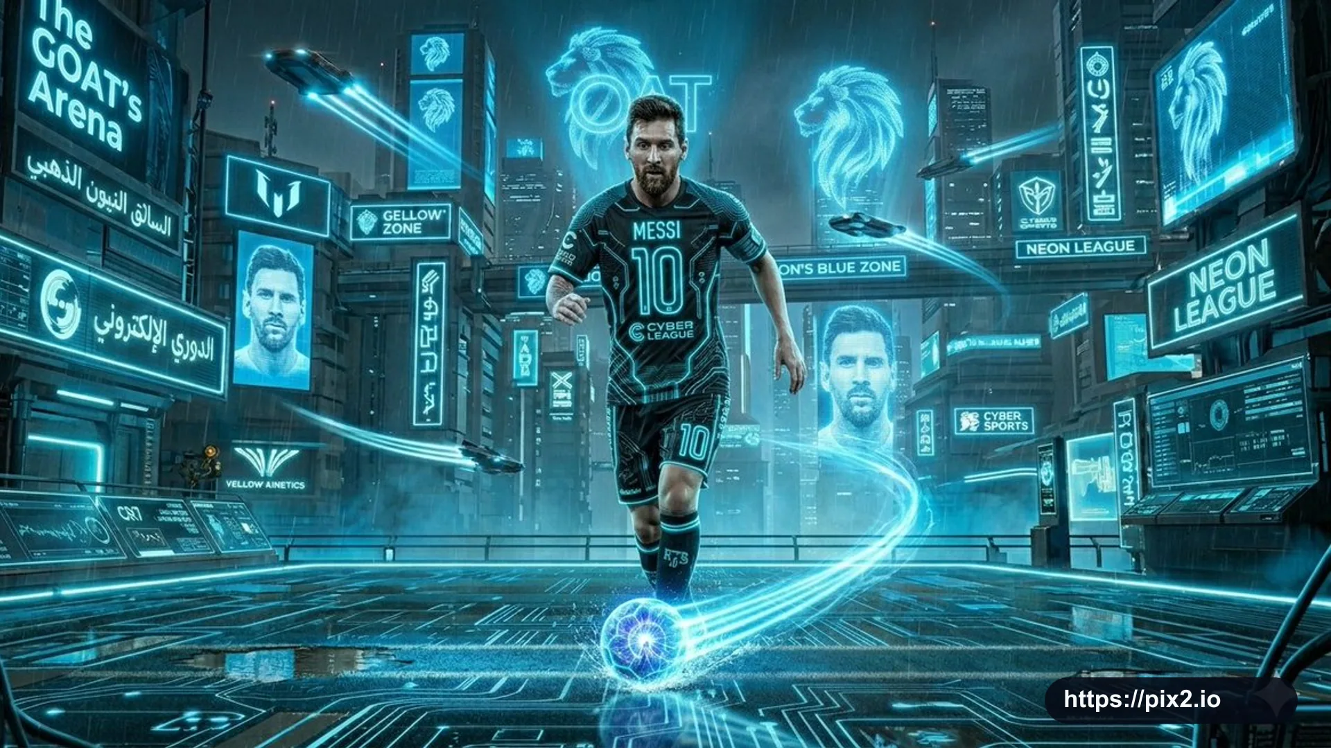 Cyberpunk Future Football Scene
