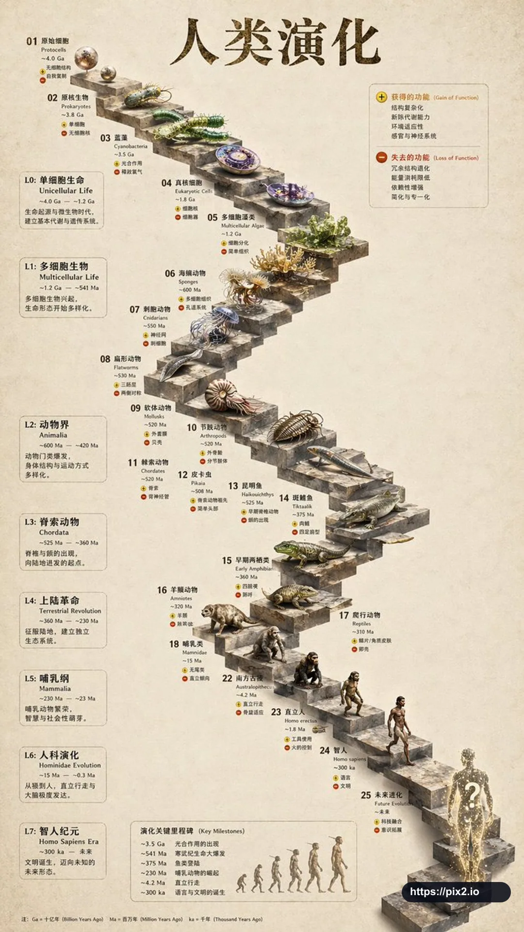 3D Stone Staircase Evolution Infographic