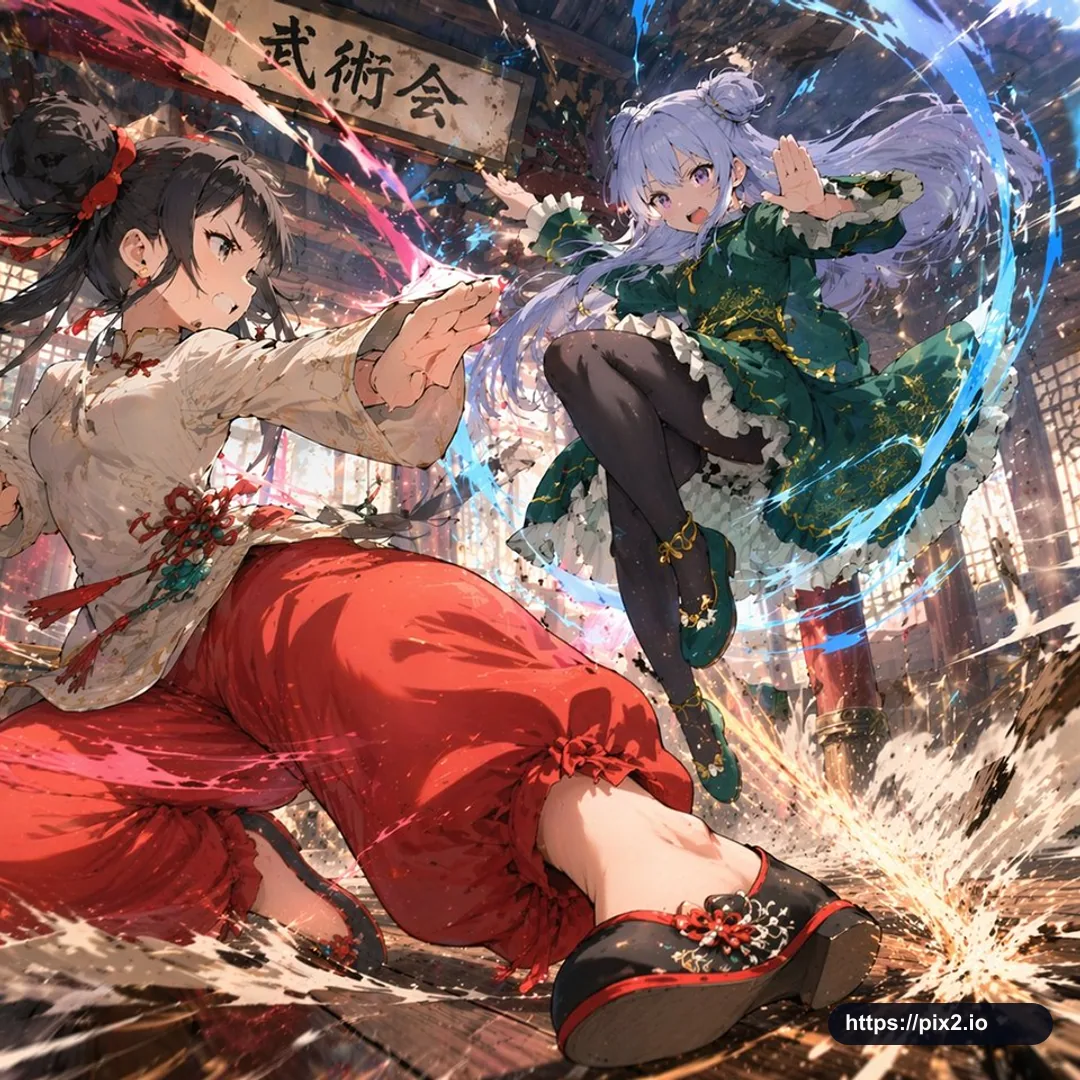 Anime Martial Arts Battle Illustration