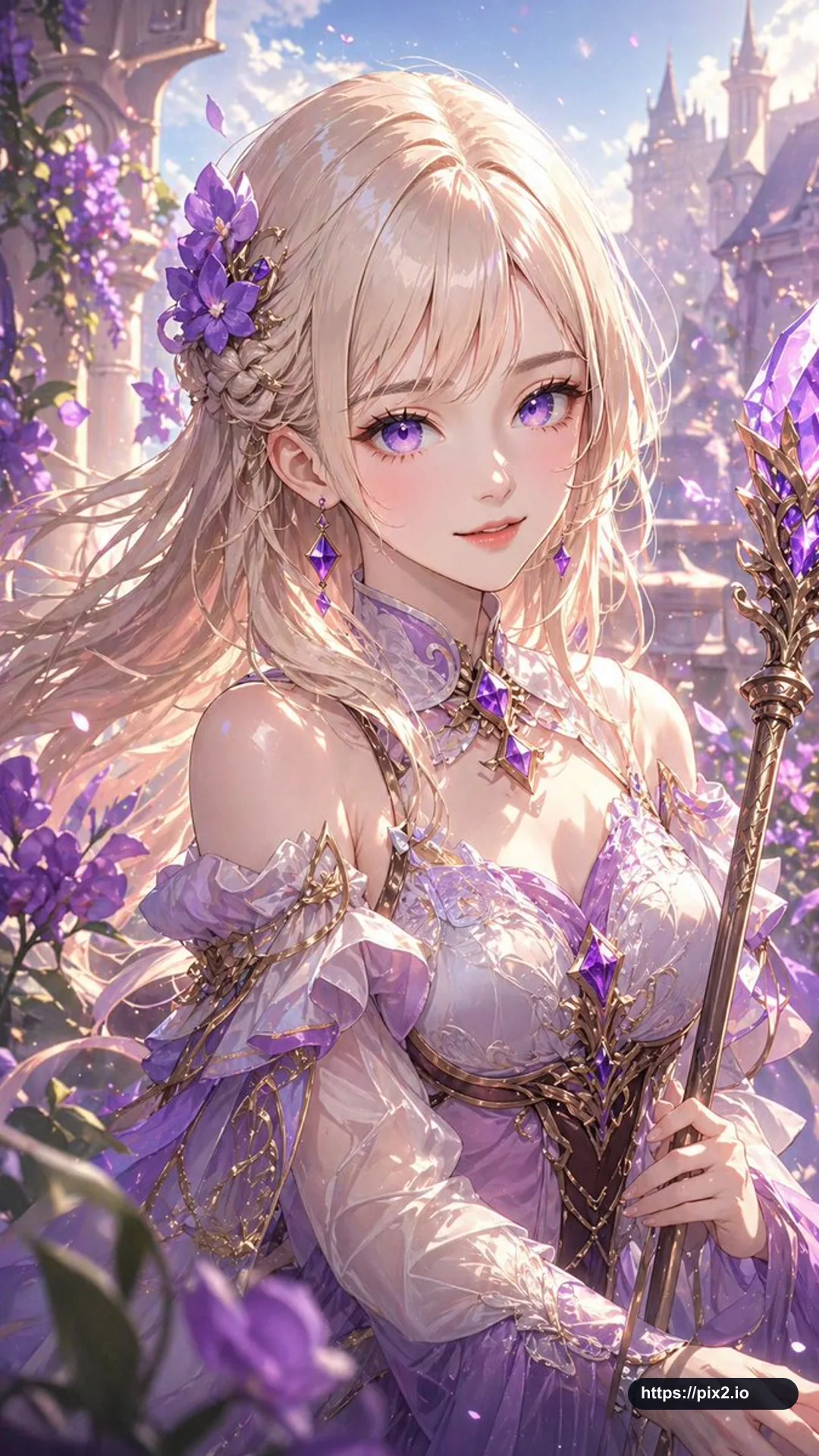 Lavender Fantasy Mage Garden Portrait