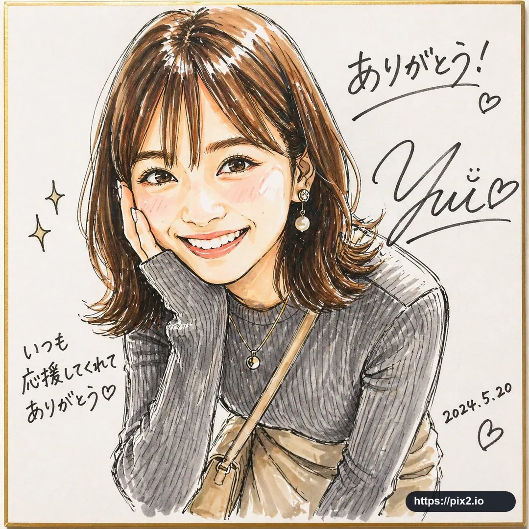 Signed Marker Portrait On Shikishi Board