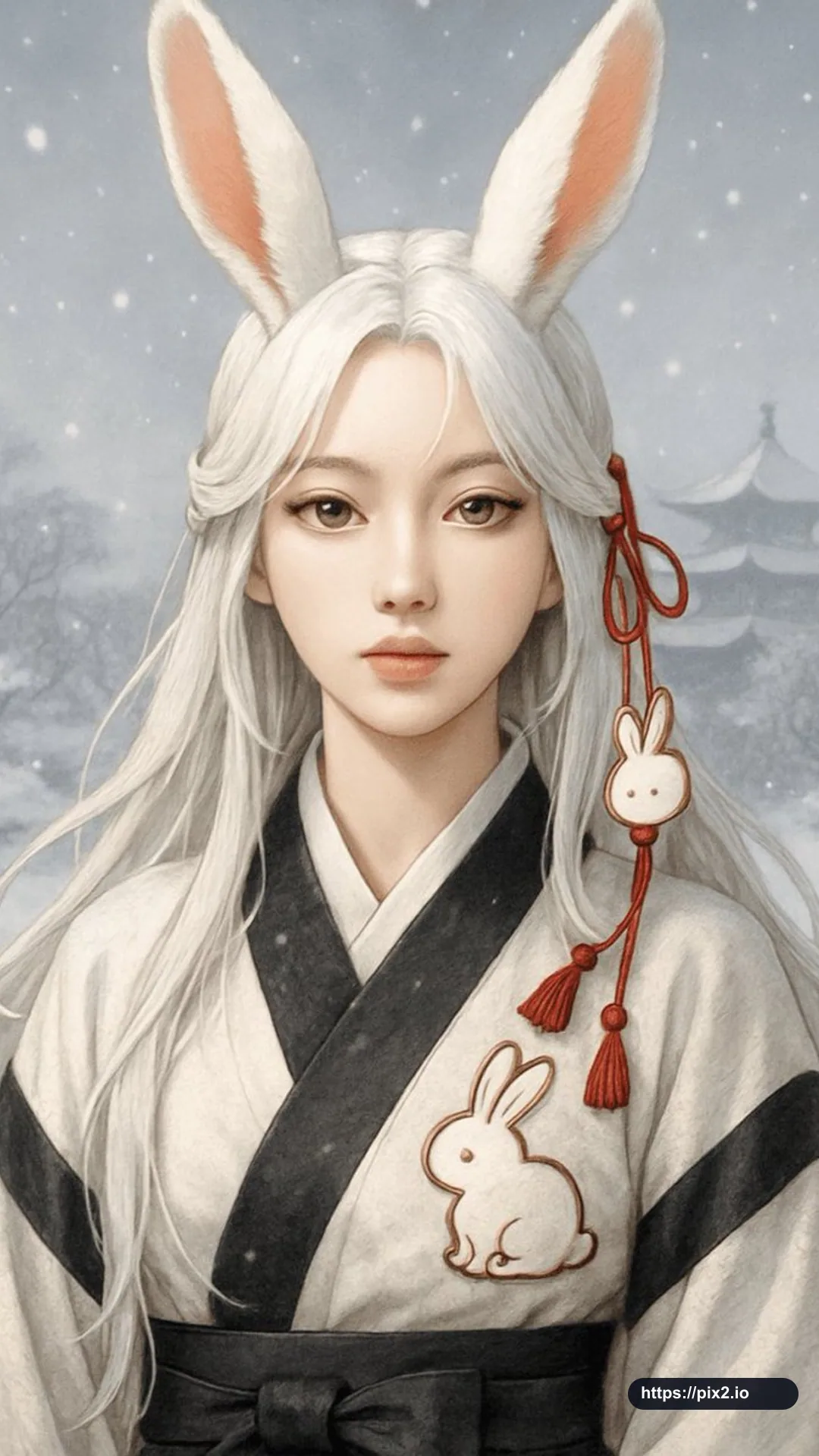 Snowy Rabbit Spirit Portrait