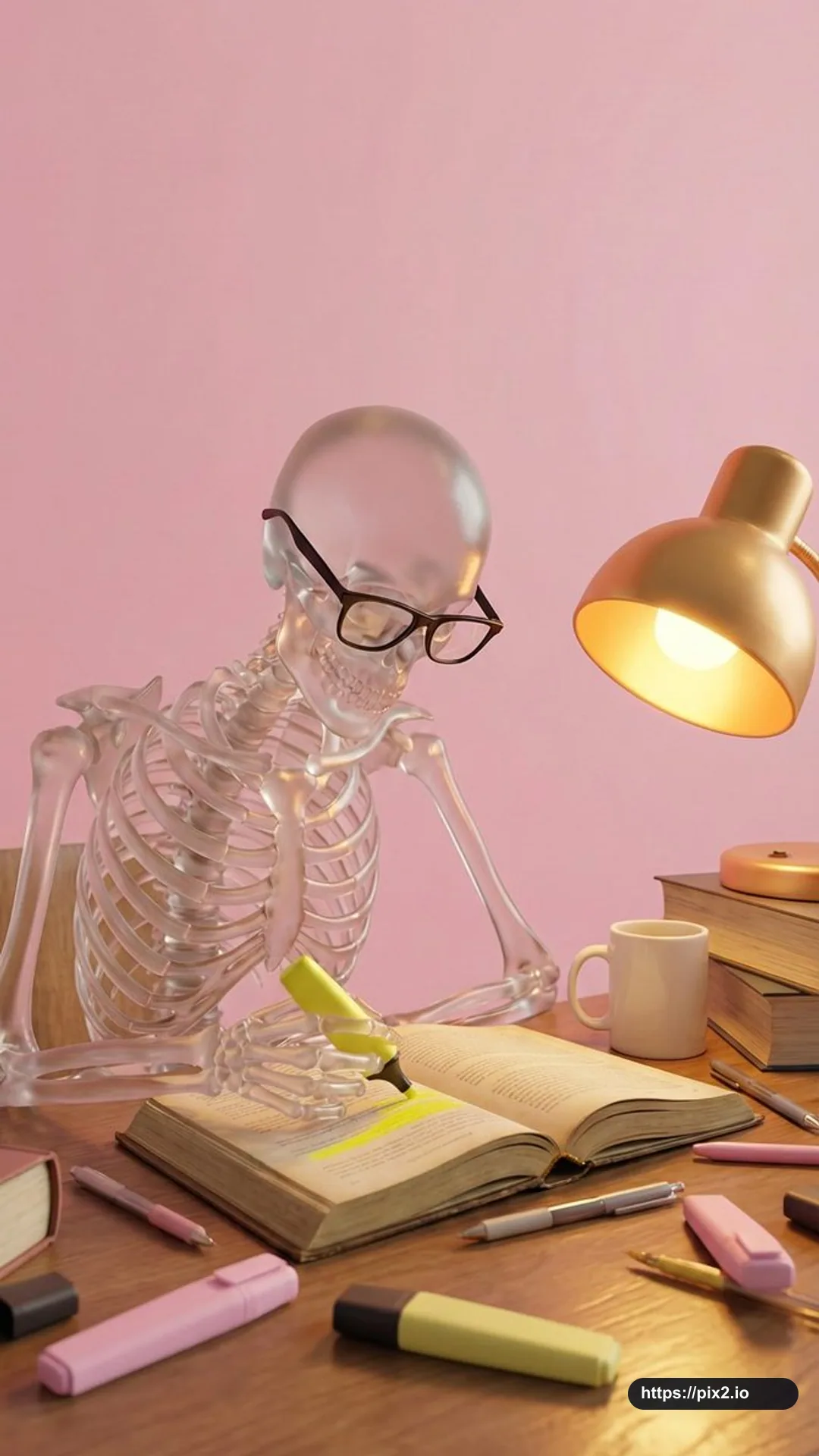 Glass Skeleton Study Room Aesthetic
