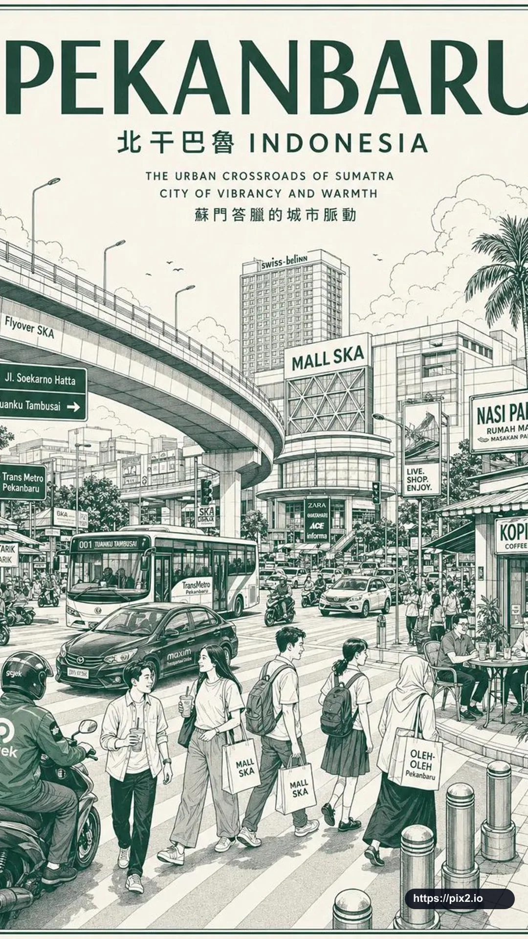 Vintage Monochrome City Travel Poster