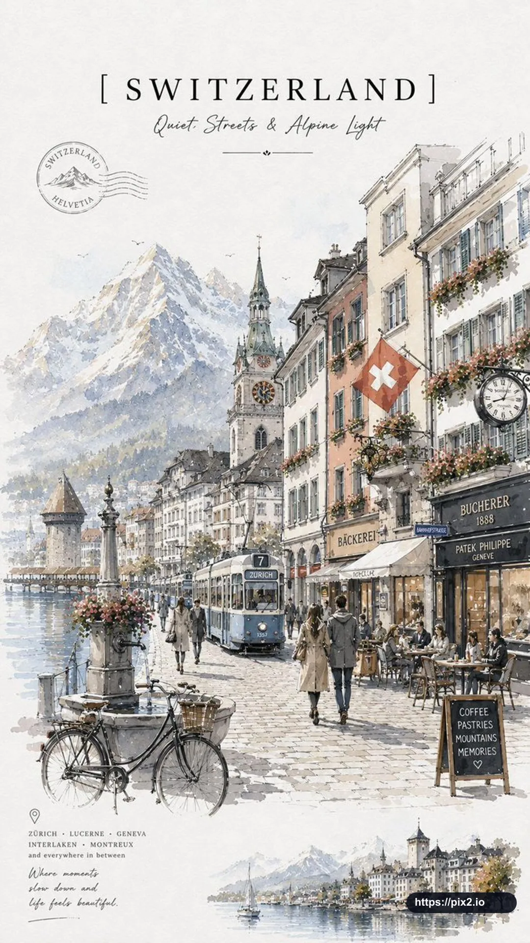Vintage Watercolor Travel Poster