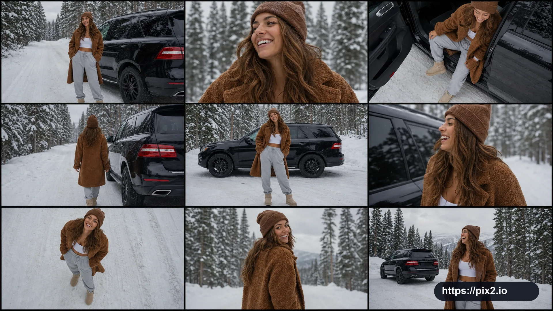 Winter Forest 3x3 Travel Photo Collage