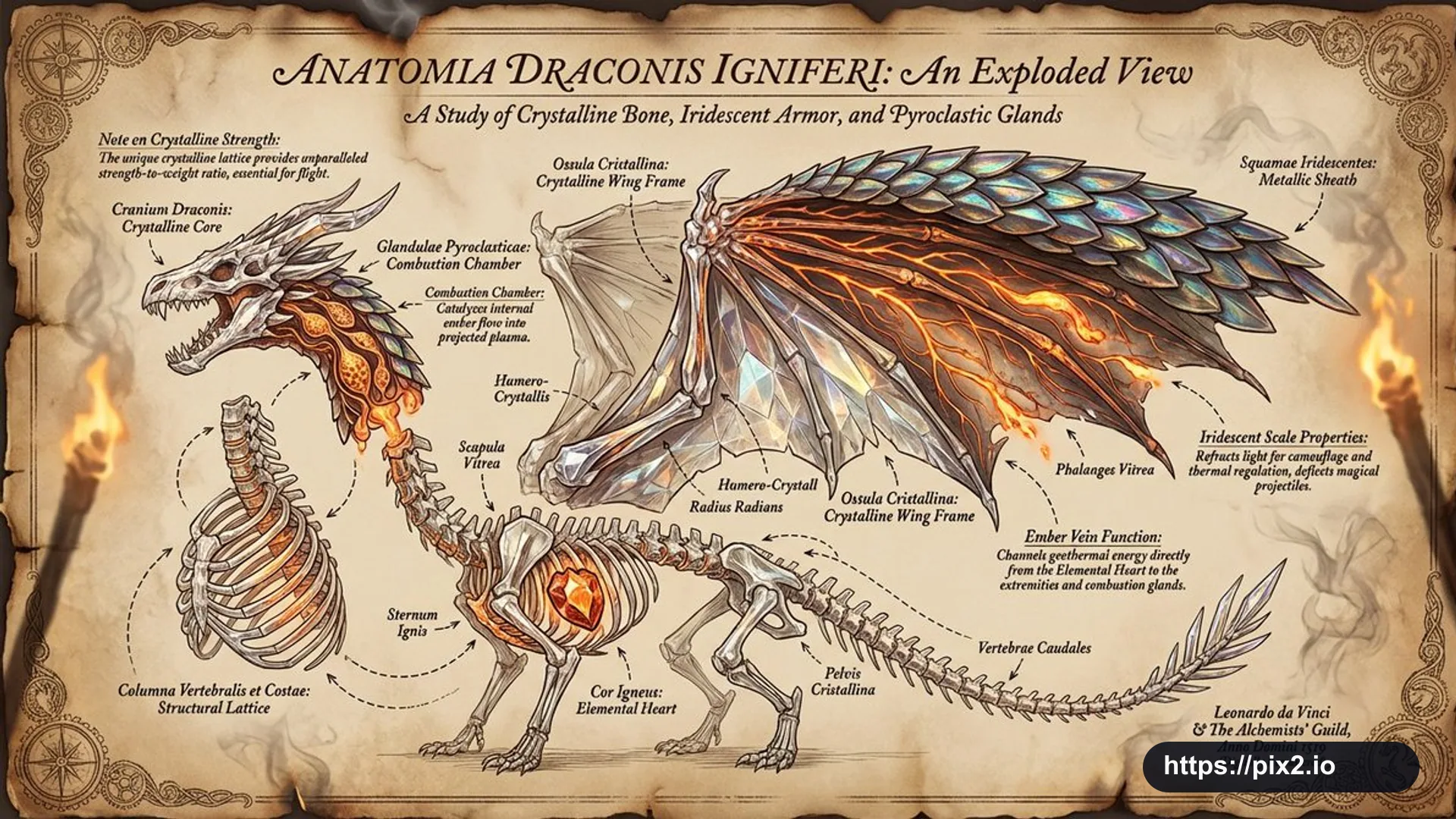 Dragon Anatomy Exploded View Prompt Template | Pix2