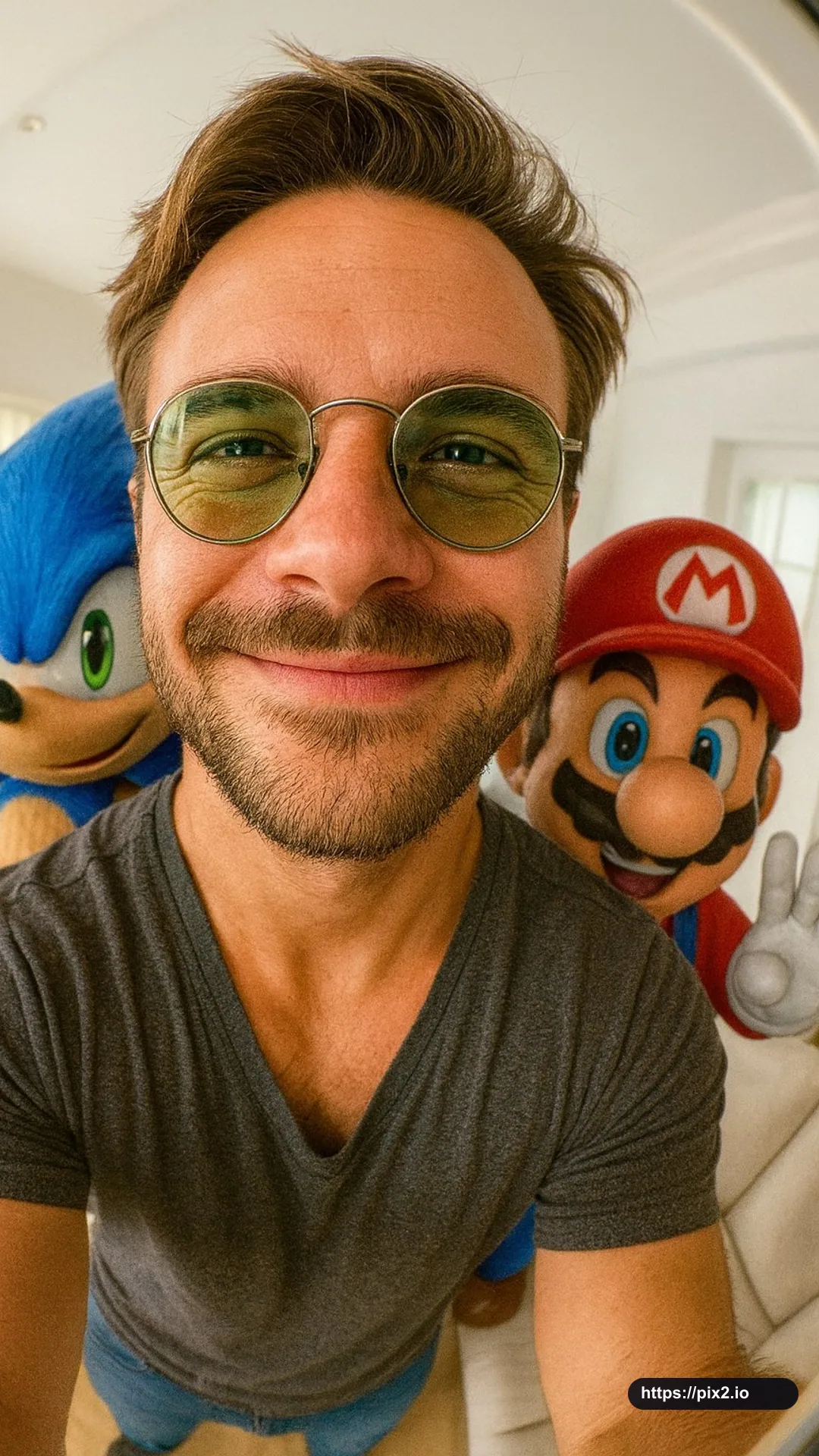 Fisheye Selfie With Game Mascots