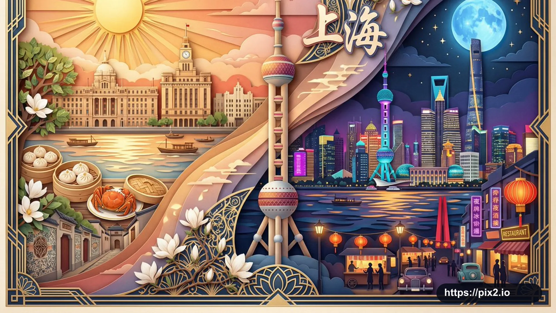 Shanghai Paper Cut City Collage