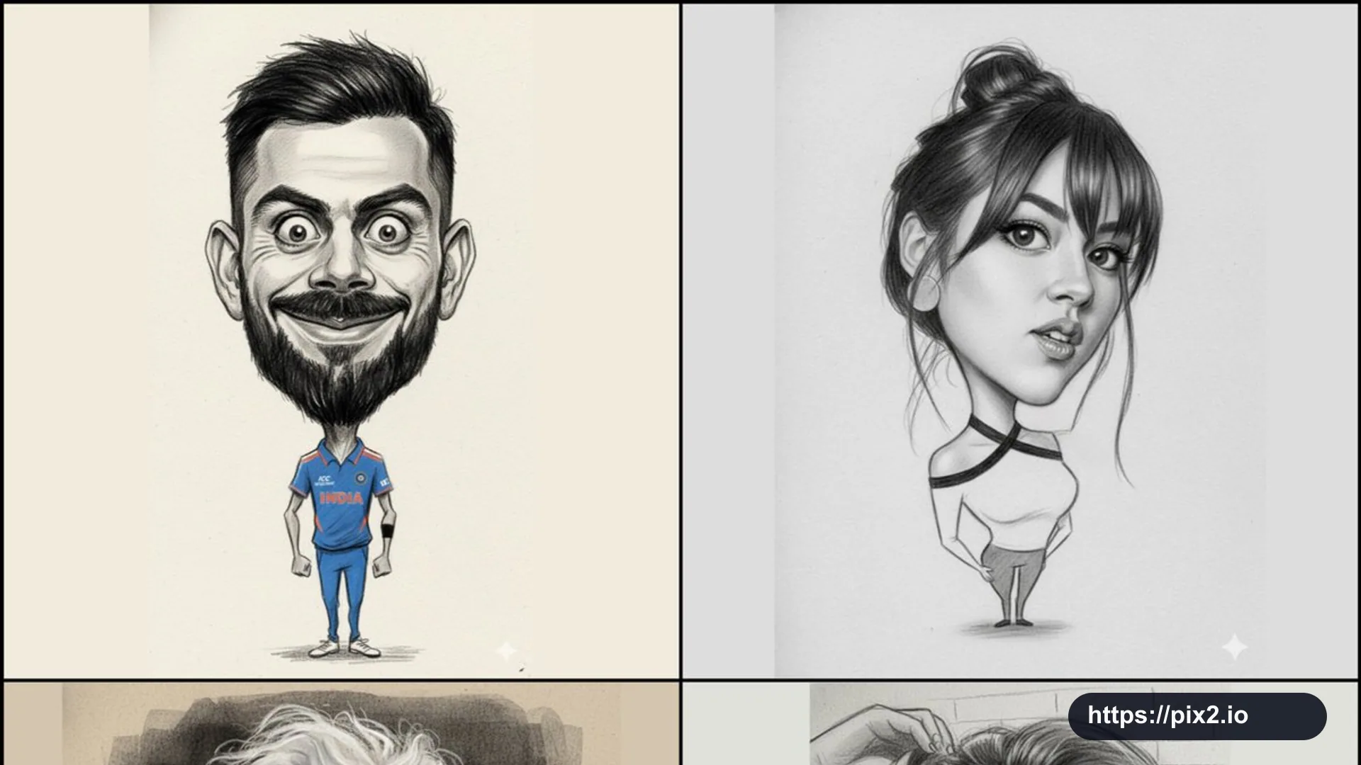 Pencil Big-Head Caricature Portrait