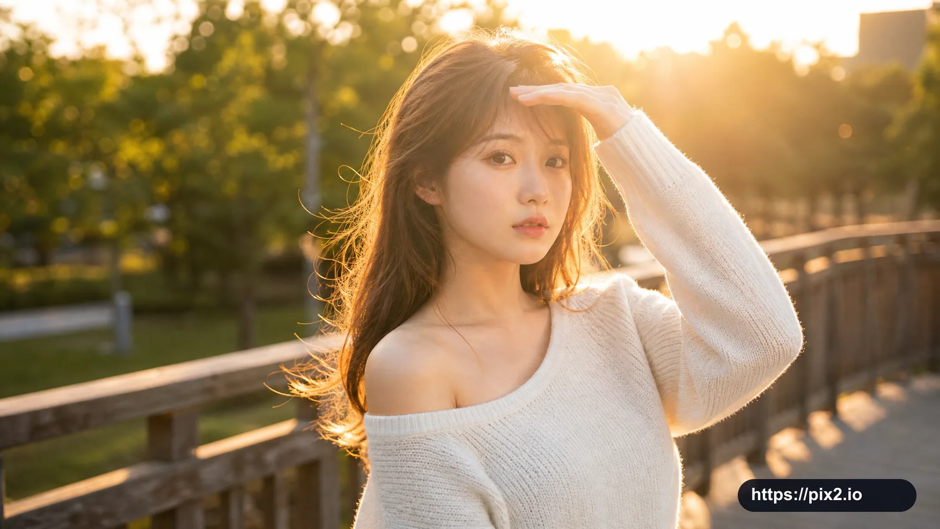Golden Hour White Knit Portrait