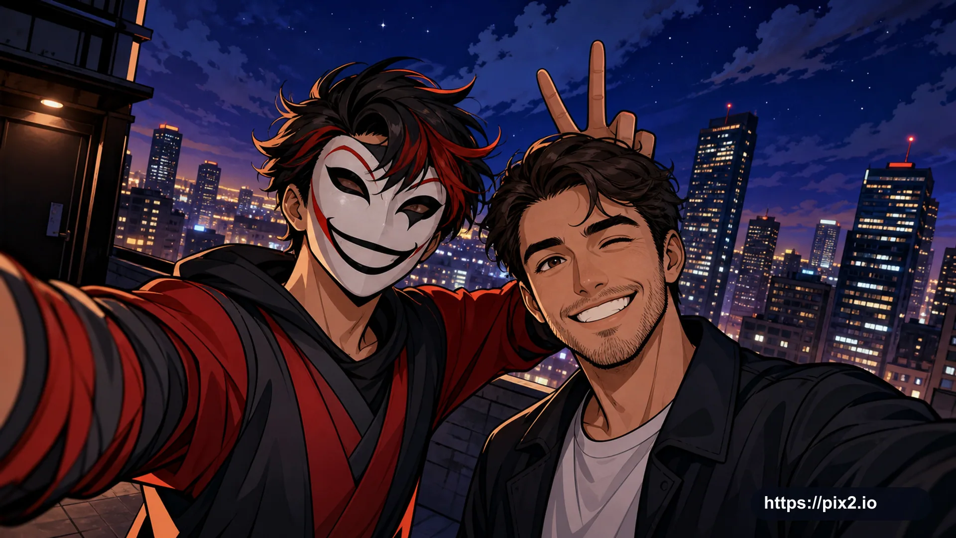 Masked Rooftop Prankster Selfie