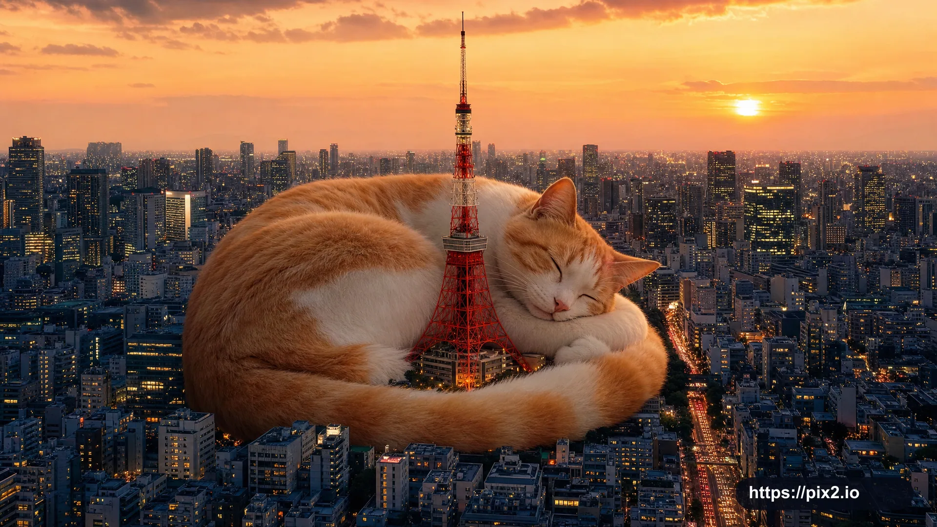 Giant Cat at Tokyo Tower