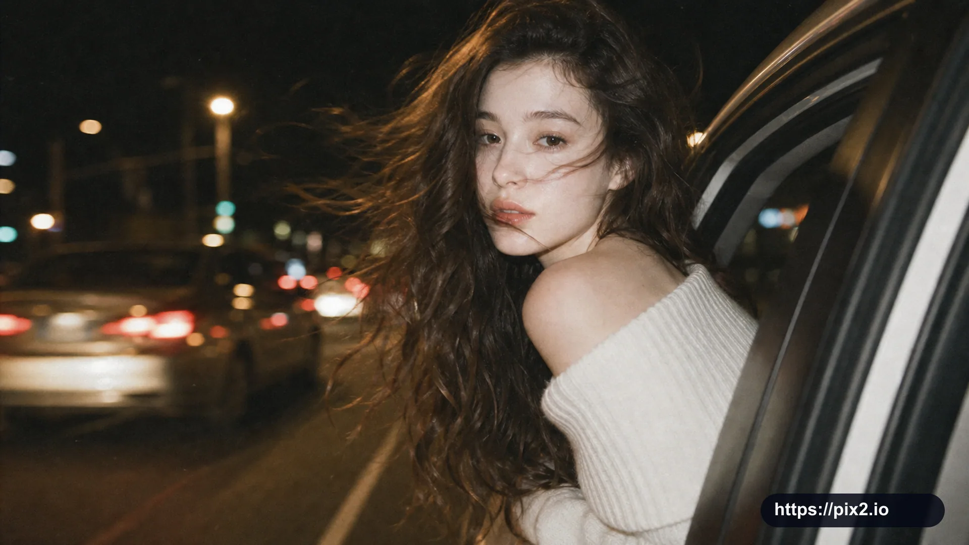 Windy Vintage Car Window Portrait