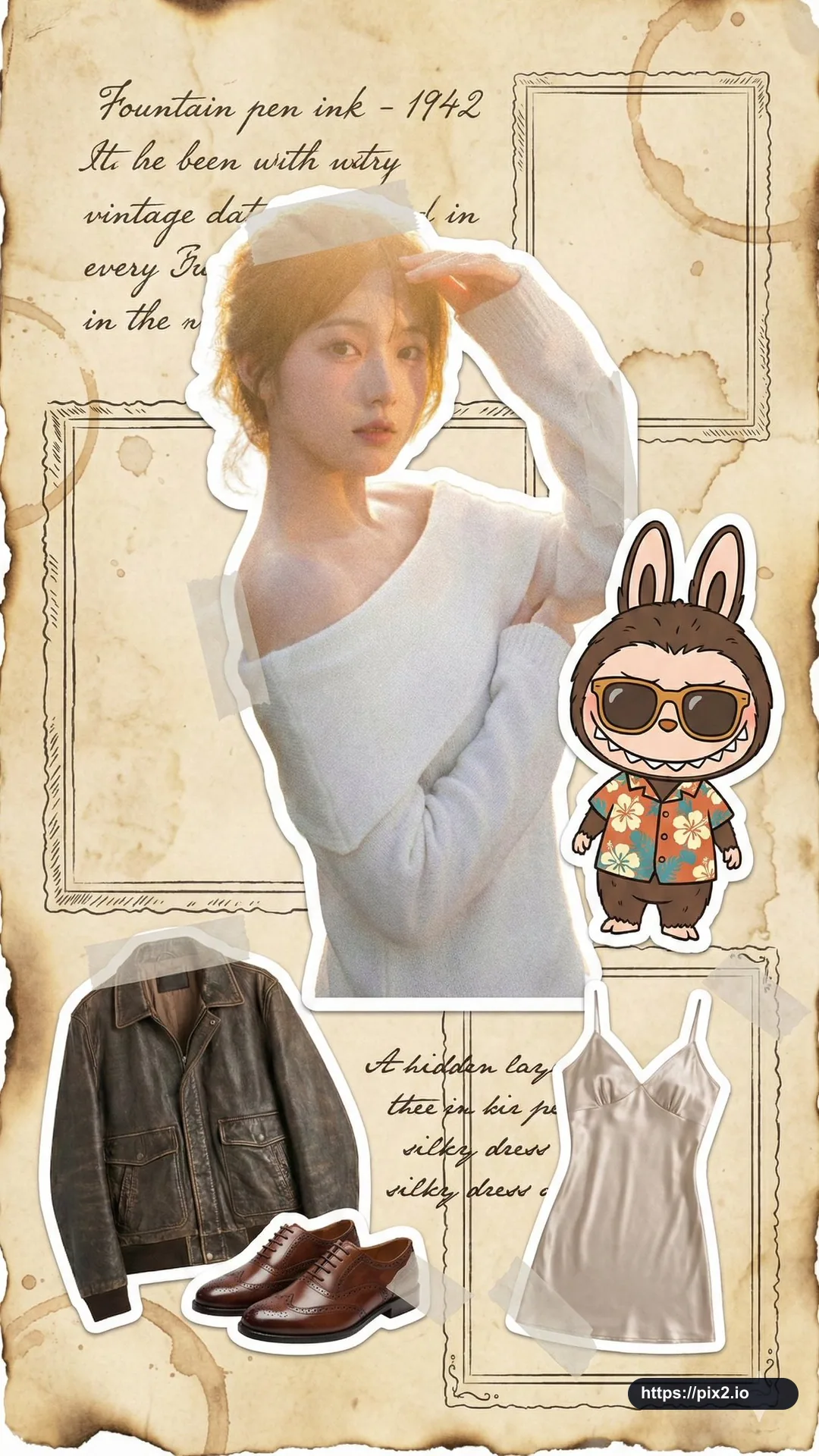 Yellowed Newspaper Fashion Scrapbook